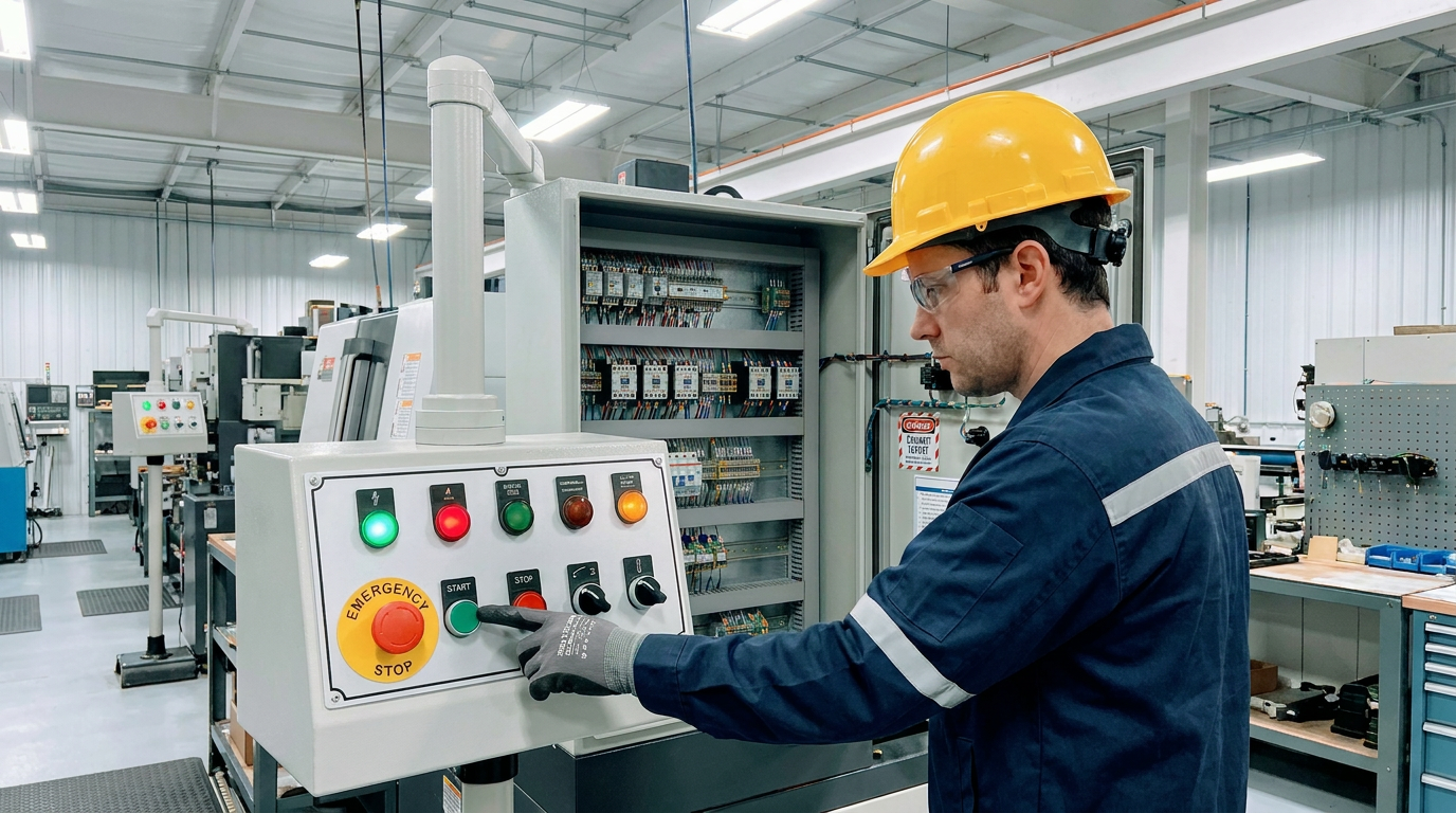 Operator using equipment control and safety switches