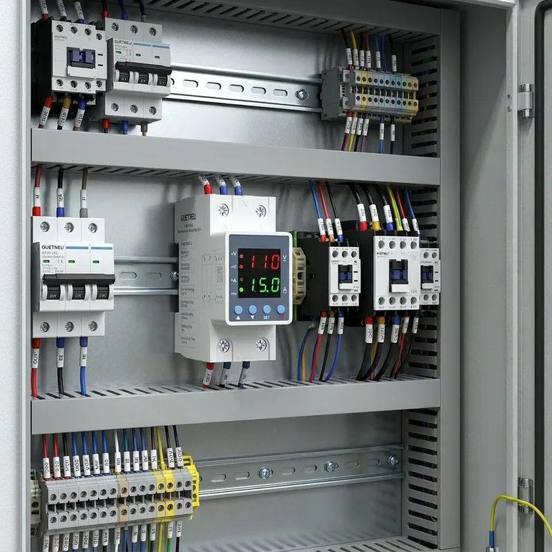 Voltage relay installed in an electrical cabinet