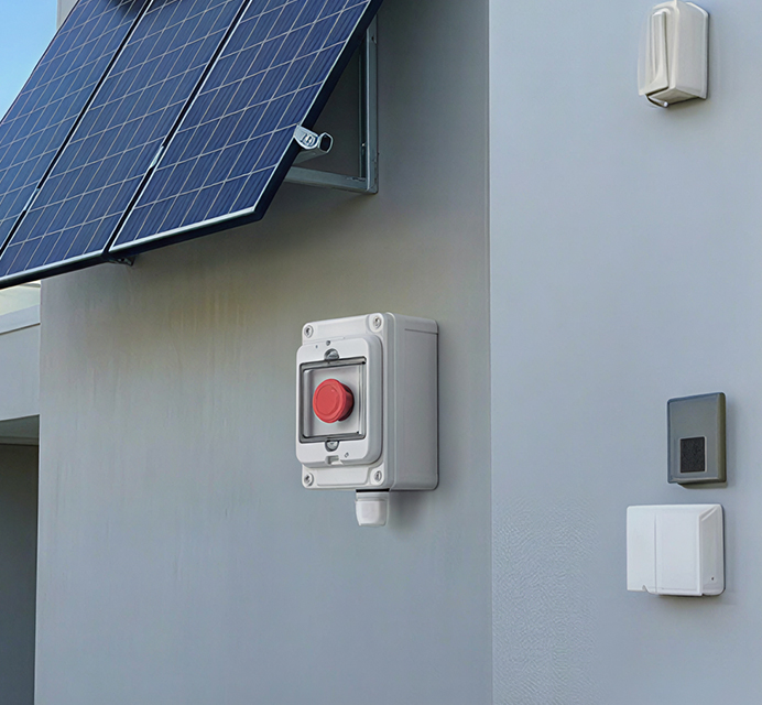 Waterproof emergency control button installed outdoors